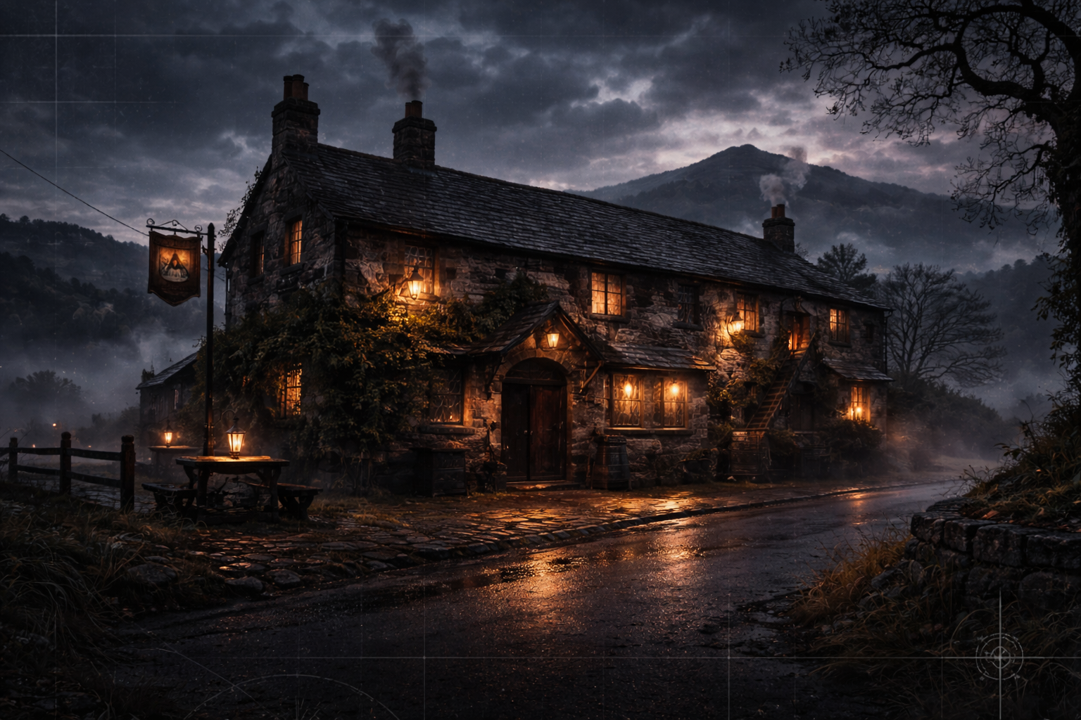 The Skirrid Inn at dusk